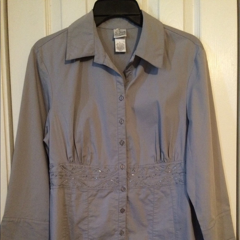 Grey Long Sleeve Bottom Up Top Size L